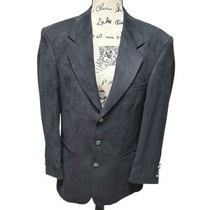 GIANFRANCO RUFINNI Italy Black Polyester Suede Blazer Sz 38